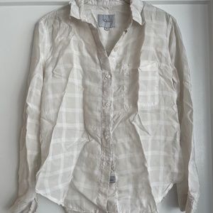 Rails XS Button Down Shirt in White Tonal Plaid